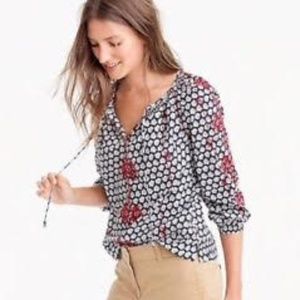 J.Crew Embroidered Indian Voile Blouse Sz 2